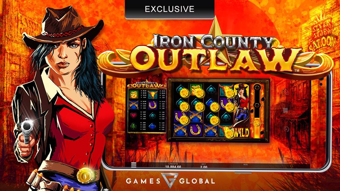 Iron County Outlaw Online Slot Game Logo Image