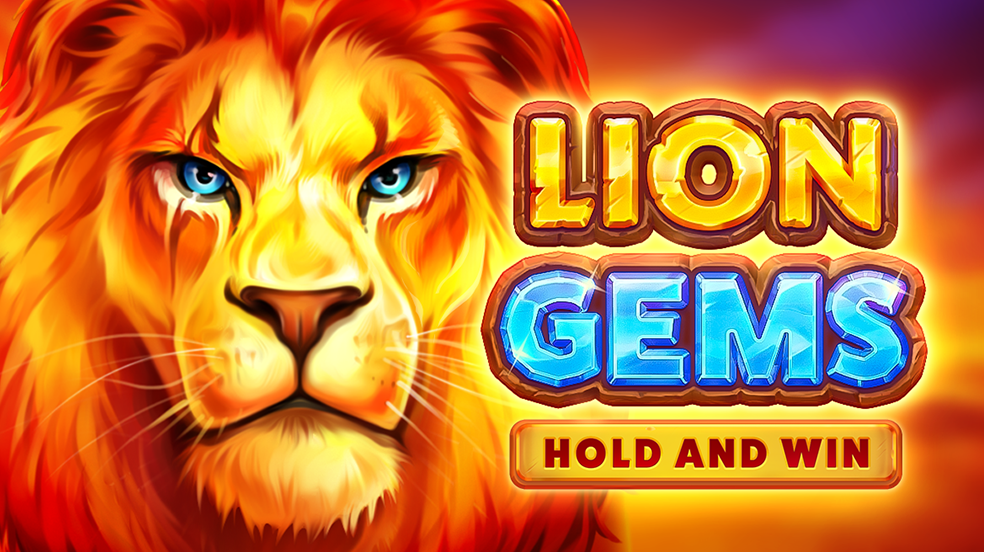 Lion Gems Online Slot game Logo Image