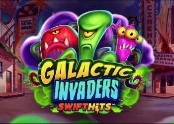 Galactic Invaders Online Slot Game Logo Image