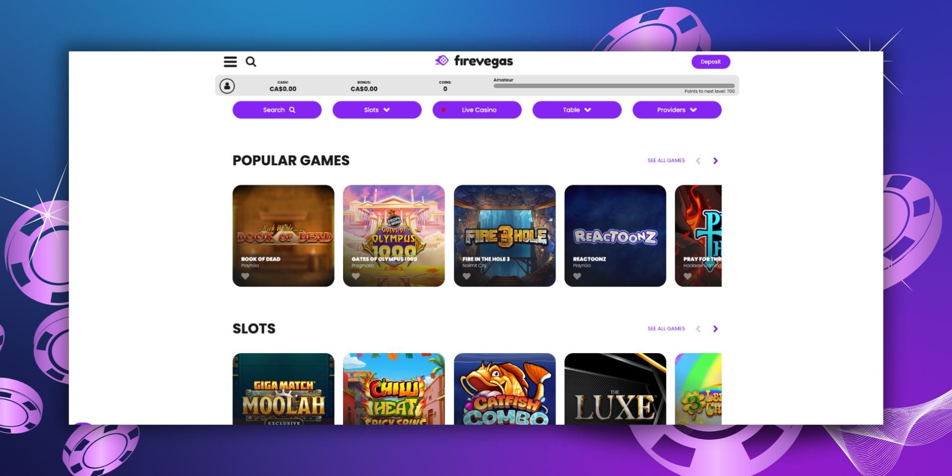 FireVegas Ontario review screenshot