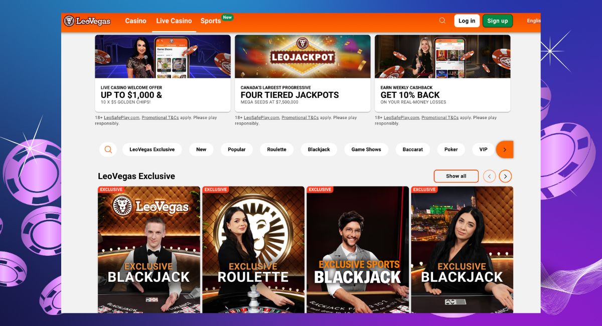 LeoVegas live casino lobby