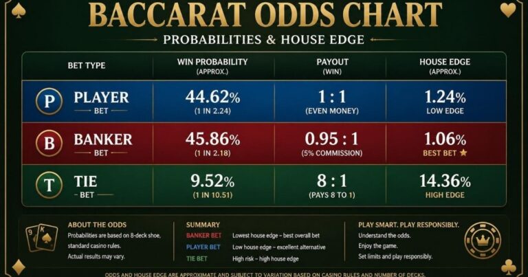 Baccarat Odds, House Edge and Payouts Explained