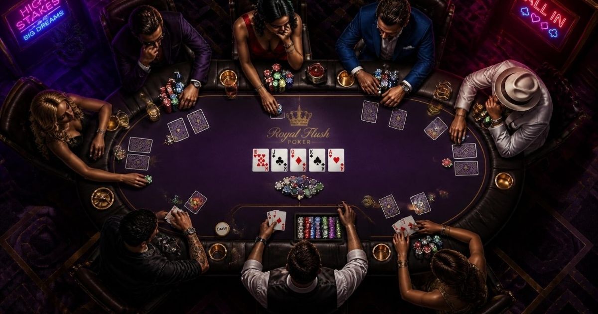 Beginner learning how to play poker with cards and chips at a table