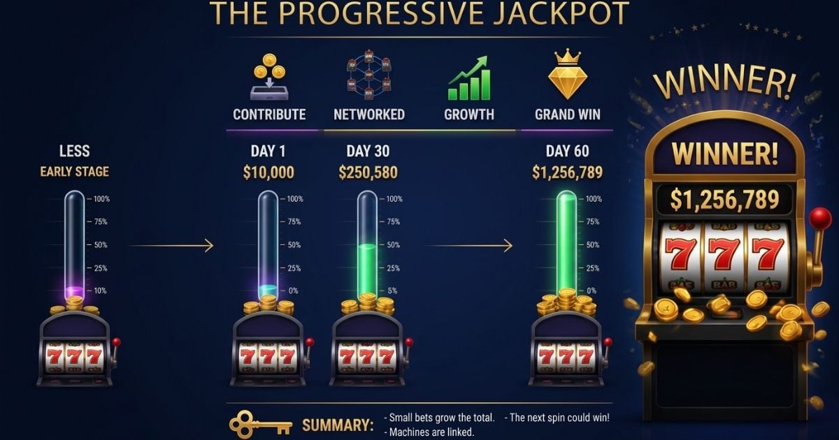 How progressive jackpots work: a growing jackpot meter on a slot.