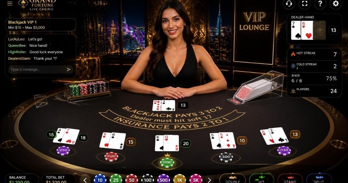 A live dealer blackjack table streamed to a Canadian player