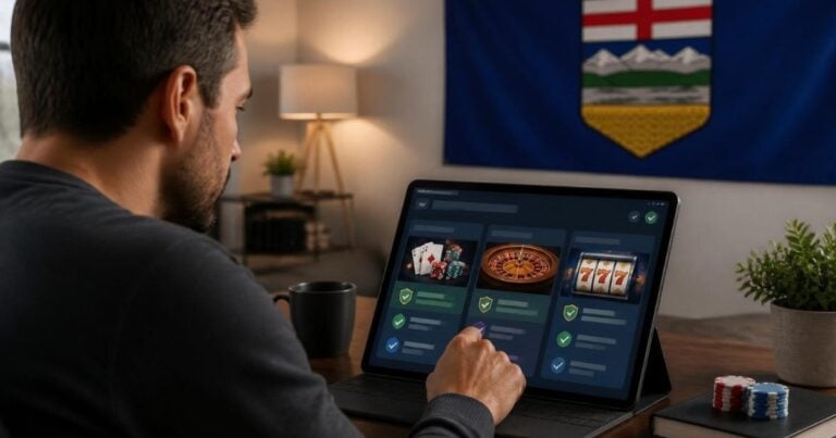 A player checking which Alberta online gambling sites are licensed in the province's regulated market.