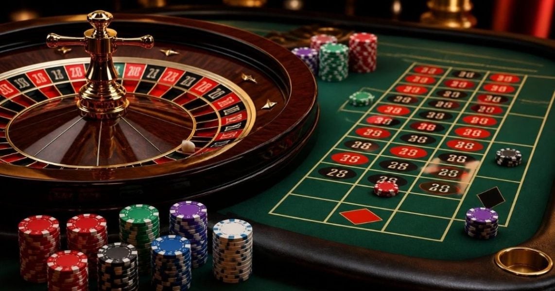 Roulette guide showing a European roulette wheel and betting table for Canadian players