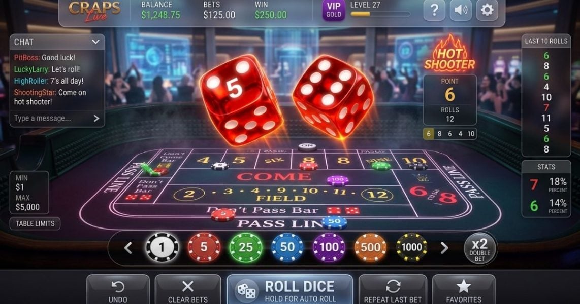 Online craps in Canada shown on a laptop and phone