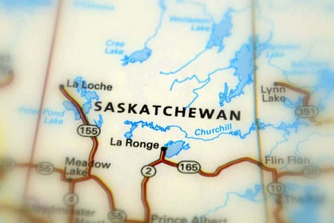 Map of the province of Saskatchewan in Canada
